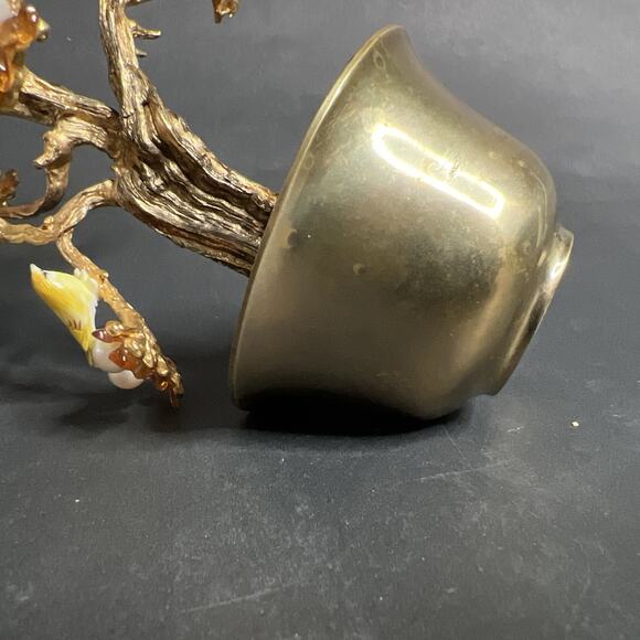 VTG Swoboda Metal Trunk – Carnelian, Pearl, Porcelain Birds – Bonsai Tree – Bras - Picture 9 of 10